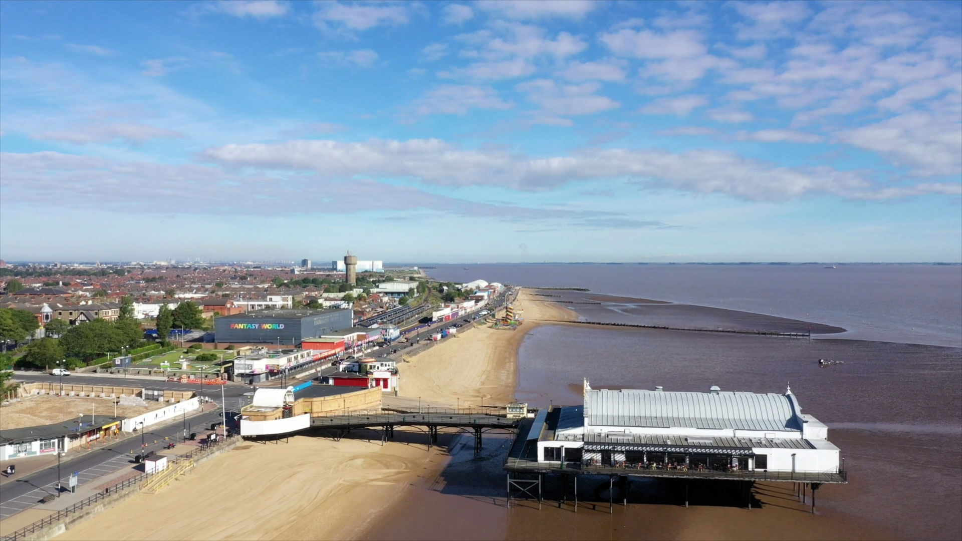 Cleethorpes pier and seafront on a sunny day